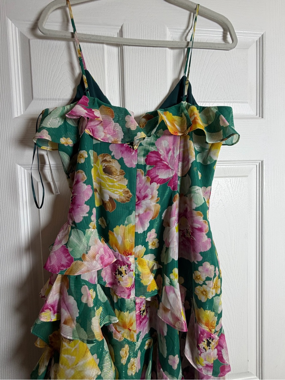 Dress the Population Pine Multi Floral Ruffle High Low Dress Large NWT - Picture 7 of 11